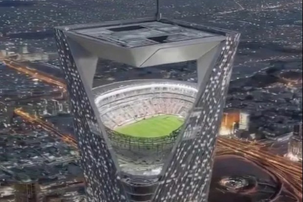 Gambar stadion sepak bola menakjubkan yang dibangun di atas gedung pencakar langit di Arab Saudi telah membangkitkan rasa ingin tahu untuk Piala Dunia 2034 (ist) MDN